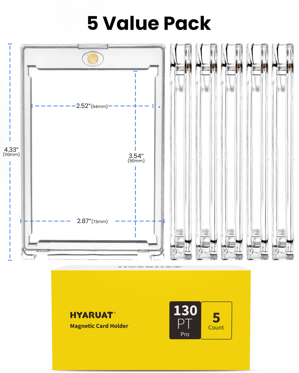 130pt Magnetic Card Holders for Trading Cards - 5 Pack