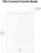 Resealable Mylar Current Comic Bags - Archival Quality & Acid-Free, 7" x 10.5", 1.5" Flap, 2 Mil Protection for Comic Book Collectors (50 Pack)