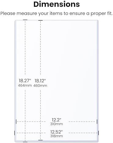 12x18 Toploader - Clear Semi-Rigid PVC Sheet Protectors, Hard Plastic Sleeves for Lithographs, Posters, and Prints (10-Pack)