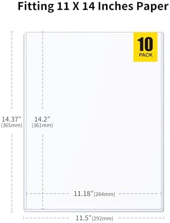 11x14 Toploader - Durable Clear PVC Sheet Protectors, Semi Rigid Plastic Sleeves as Frame Alternatives for Pictures, Photos, and Prints (10-Pack)