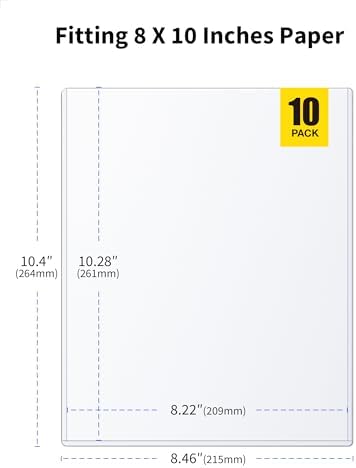 8x10 Toploaders - Clear Rigid Plastic Sleeves (10 Pack), Hard Sheet Protectors for Photos, Posters & Birth Certificates