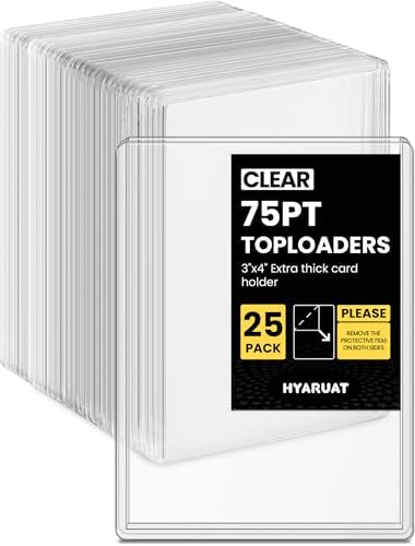 75pt Top Loaders for Cards, 3x4 Extra Thick Holder with Protective Film, Toploader Card Protectors Hard Plastic, 25-Count
