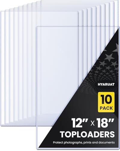 12x18 Toploader - Clear Semi-Rigid PVC Sheet Protectors, Hard Plastic Sleeves for Lithographs, Posters, and Prints (10-Pack)