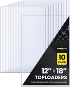 12x18 Toploader - Clear Semi-Rigid PVC Sheet Protectors, Hard Plastic Sleeves for Lithographs, Posters, and Prints (10-Pack)