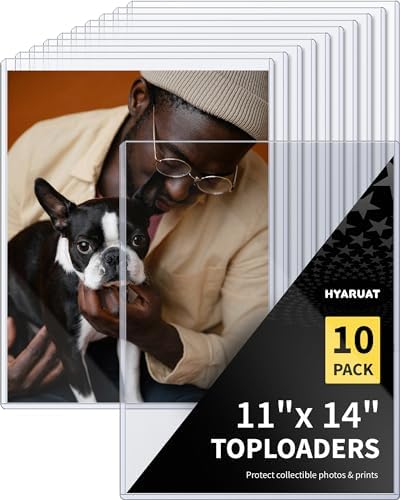 11x14 Toploader - Durable Clear PVC Sheet Protectors, Semi Rigid Plastic Sleeves as Frame Alternatives for Pictures, Photos, and Prints (10-Pack)