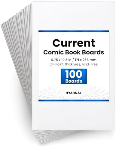 Current Comic Book Boards – 100 Pack, Acid-Free White Cardboard, 24pt, Precision Cut for Current Comic Bags, Ideal for Storage & Archival