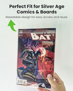 Resealable Mylar Silver Age Comic Bags - Archival Quality & Acid-Free, 7.25" x 10.5", 1.5" Flap, 2 Mil Protection for Comic Book Collectors (50 Pack)