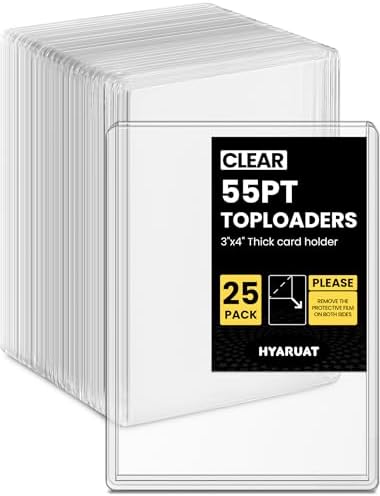 55pt Top Loaders for Cards, 3x4 Thick Holder with Protective Film, Toploader Card Protectors Hard Plastic, 25-Count