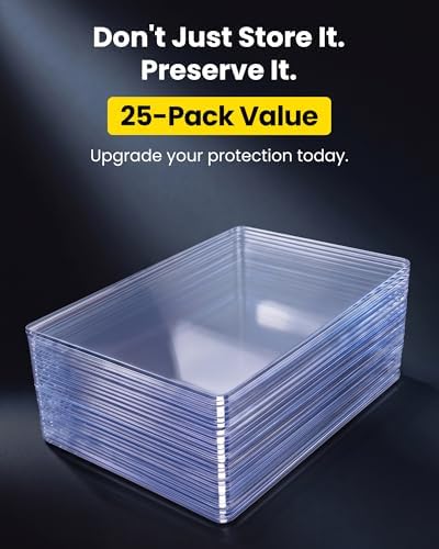 5.4" x 7.5" Jumbo Card Sleeves Hard Plastic, 25 Pack Toploaders Card Protectors Fits up to 5.67 x 7.64 in Oversized Trading Cards & Photos, 39PT Semi Rigid PVC Holder Archival Safe (Blue Tint)