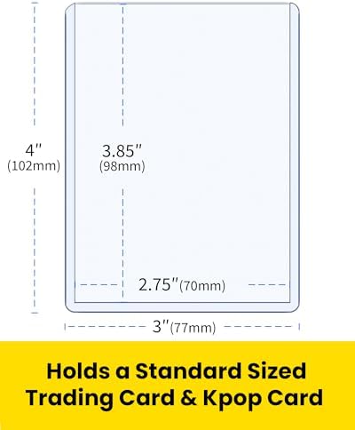 100 Pack 3x4 Top Loaders with Protective Film, 35pt Clear Rigid Plastic Sleeves for Trading Cards, Standard Size Hard Protectors for Sports Collection and Kpop Photocard Storage