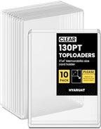 130pt Top Loaders for Cards, 3x4 Real Thick Holder with Protective Film, Toploader Card Protectors Hard Plastic, 10-Count