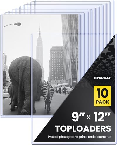 9x12 Toploader - Clear Semi-Rigid PVC Sheet Protectors, Hard Plastic Sleeves for Photos, Posters, Documents, and Prints (10-Pack)