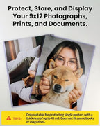 9x12 Toploader - Clear Semi-Rigid PVC Sheet Protectors, Hard Plastic Sleeves for Photos, Posters, Documents, and Prints (10-Pack)