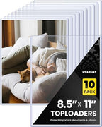 8.5 x 11 Hard Plastic Sheet Protectors - Rigid Clear Toploaders for Documents, Papers, Photos & Menu Covers, 10 Pack