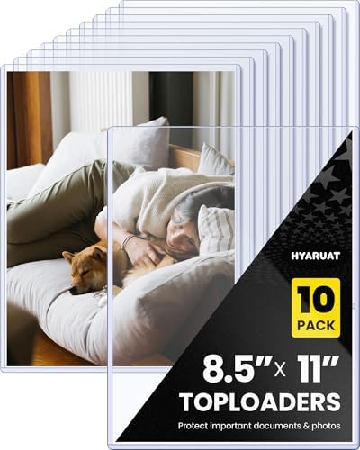 8.5 x 11 Hard Plastic Sheet Protectors - Rigid Clear Toploaders for Documents, Papers, Photos & Menu Covers, 10 Pack