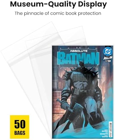 Resealable Mylar Current Comic Bags - Archival Quality & Acid-Free, 7" x 10.5", 1.5" Flap, 2 Mil Protection for Comic Book Collectors (50 Pack)