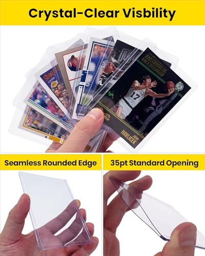 100 Pack 3x4 Top Loaders with Protective Film, 35pt Clear Rigid Plastic Sleeves for Trading Cards, Standard Size Hard Protectors for Sports Collection and Kpop Photocard Storage