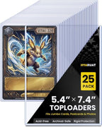 5.4" x 7.5" Jumbo Card Sleeves Hard Plastic, 25 Pack Toploaders Card Protectors Fits up to 5.67 x 7.64 in Oversized Trading Cards & Photos, 39PT Semi Rigid PVC Holder Archival Safe (Blue Tint)