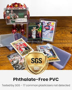 100 Pack 3x4 Top Loaders with Protective Film, 35pt Clear Rigid Plastic Sleeves for Trading Cards, Standard Size Hard Protectors for Sports Collection and Kpop Photocard Storage