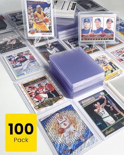 100 Pack 3x4 Top Loaders with Protective Film, 35pt Clear Rigid Plastic Sleeves for Trading Cards, Standard Size Hard Protectors for Sports Collection and Kpop Photocard Storage