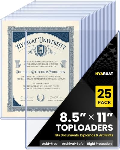 8.5 x 11 Hard Plastic Sheet Protectors - Rigid Clear Toploaders for Documents, Papers, Photos & Menu Covers, 10 Pack