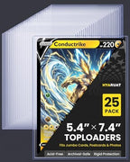 5.4" x 7.5" Jumbo Card Sleeves Hard Plastic, 25 Pack Toploaders Card Protectors Fits up to 5.67 x 7.64 in Oversized Trading Cards & Photos, 39PT Semi Rigid PVC Holder Archival Safe (Blue Tint)