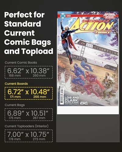Current Comic Book Boards – 100 Pack, Acid-Free White Cardboard, 24pt, Precision Cut for Current Comic Bags, Ideal for Storage & Archival