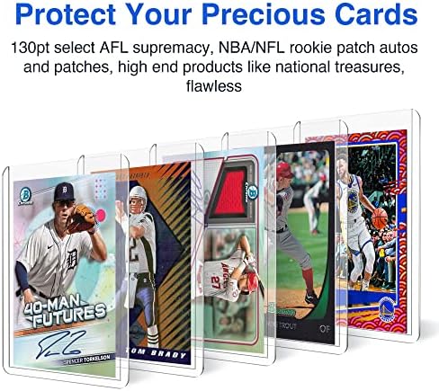 130pt Top Loaders for Cards, 3x4 Real Thick Holder with Protective Film, Toploader Card Protectors Hard Plastic, 10-Count