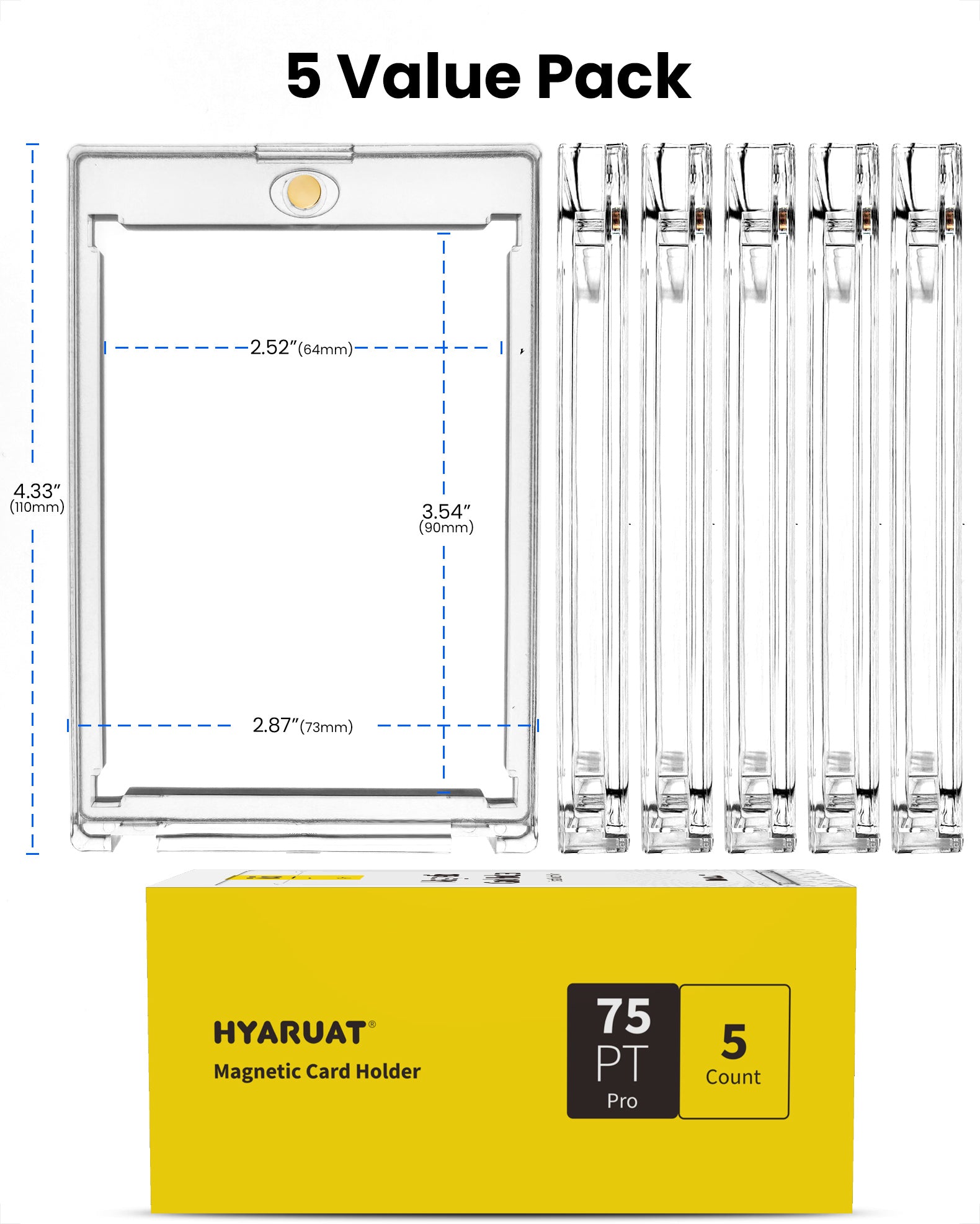 75pt Magnetic Card Holders for Trading Cards - 5 Pack